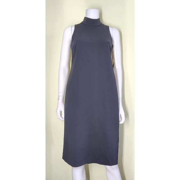 Jones New York High Neck Sheath Dress Size 4 Gray Sleeveless Pencil Office Core - Picture 1 of 8